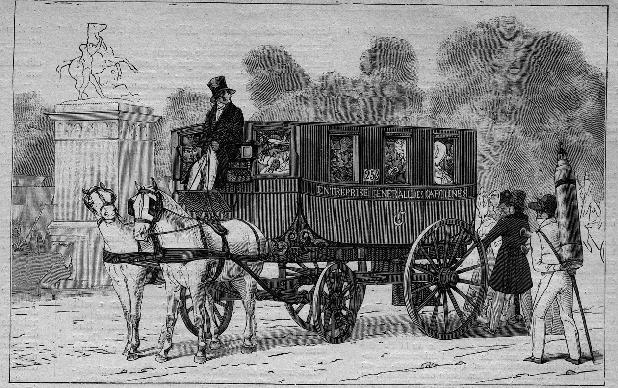 Les Omnibus de Paris på 1800-talet: Caroline - gravyr från 1892 av Unknown artist