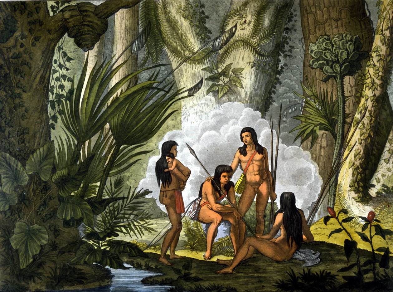 Camacans, indianer i Brasilien - i "" Den antika och moderna kostymen"" av Ferrario, red. Milano av Unknown artist