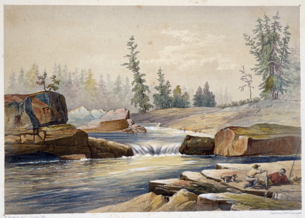 Les chutes de papineau - i "" Sketches on the nipisaguit a river of New Brunswick in America"" av William Hickman, red. Halifax av Unknown artist