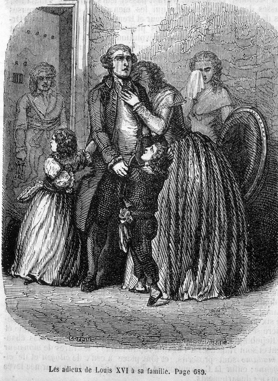 Ludvig XVI:s fareeux till hans familj (till Marie Antoinette och Louis XVII). av Unknown artist