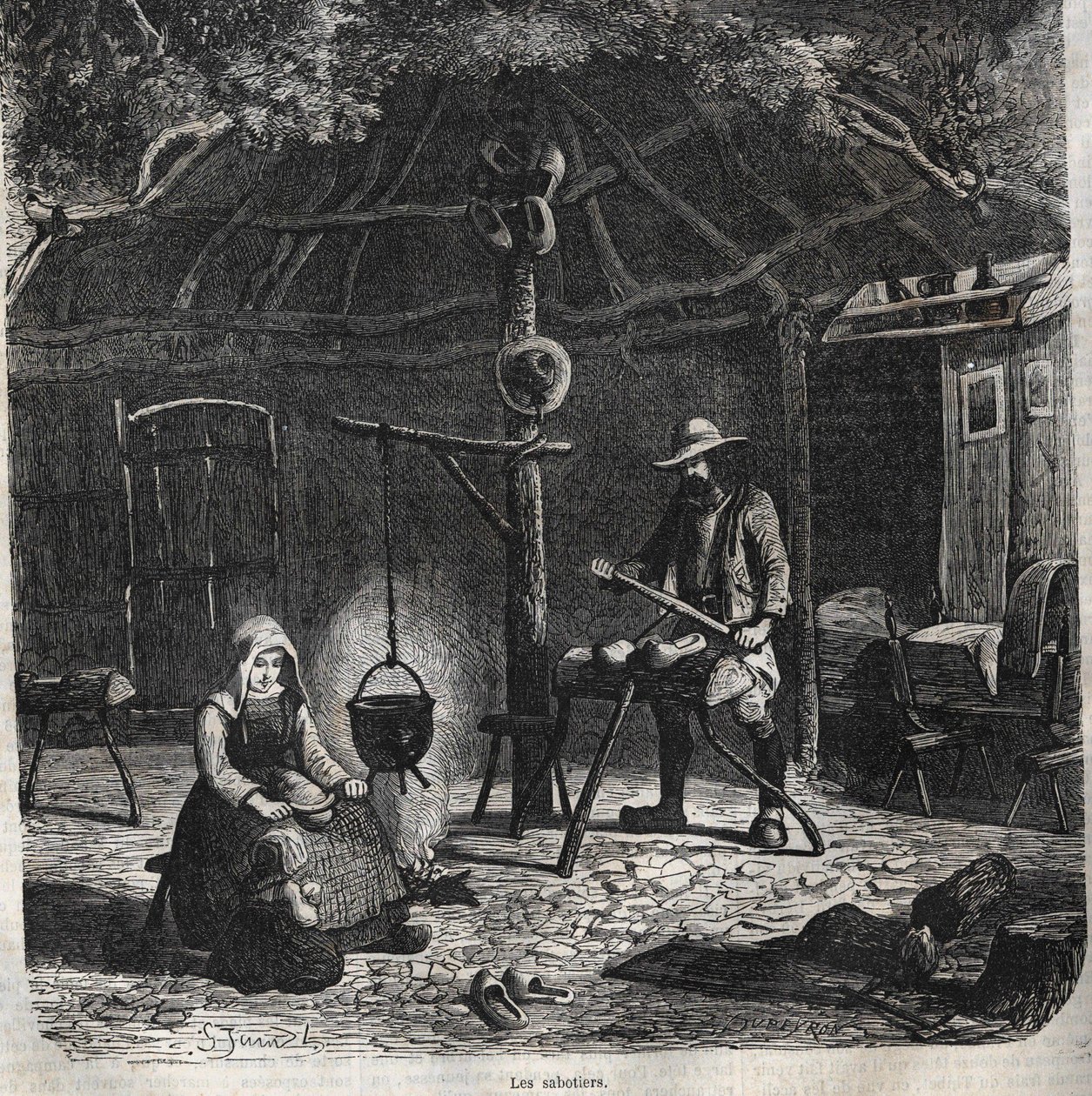 Les sabotiers. gravyr 1800-talet av Unknown artist