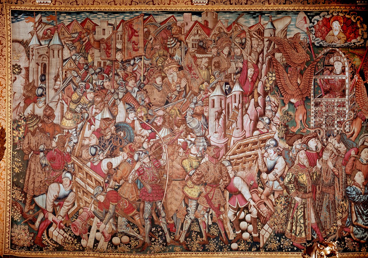 Alexander den stores (356-323 f.Kr.), kung av Makedoniens liv och bedrifter. 1400-tals gobeläng. Rom, Galleria Doria Pamphili av Unknown artist