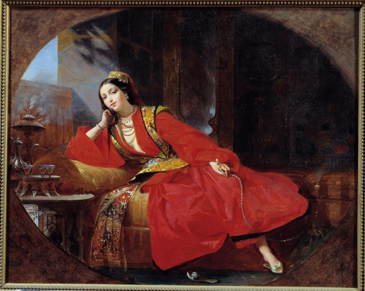 Odalisken i rött Anonym målning. Avignon från 1800-talet, Musee Calvet av Unknown artist