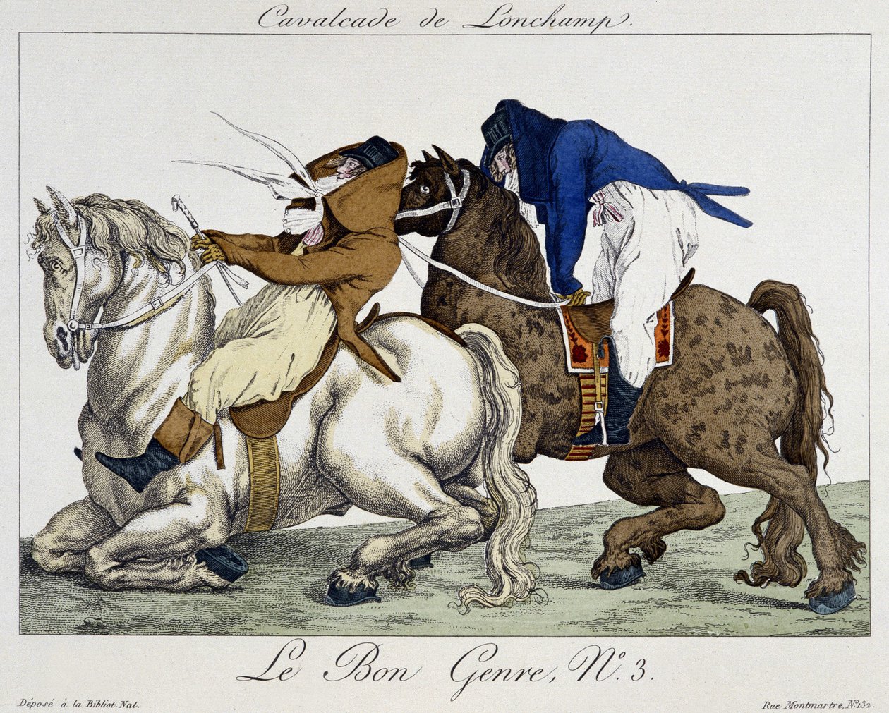 Longchamps Cavalcade - karikatyr, deb. 1800-talet av Unknown artist