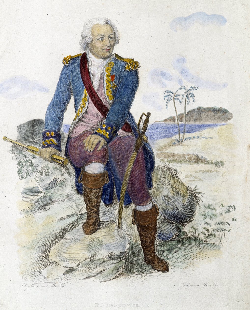 Louis Antoine, greve av Bougainville (1729-1811), fransk sjöfarare. - i "" Den franske Plutarchen"" av Mennechet av Unknown artist