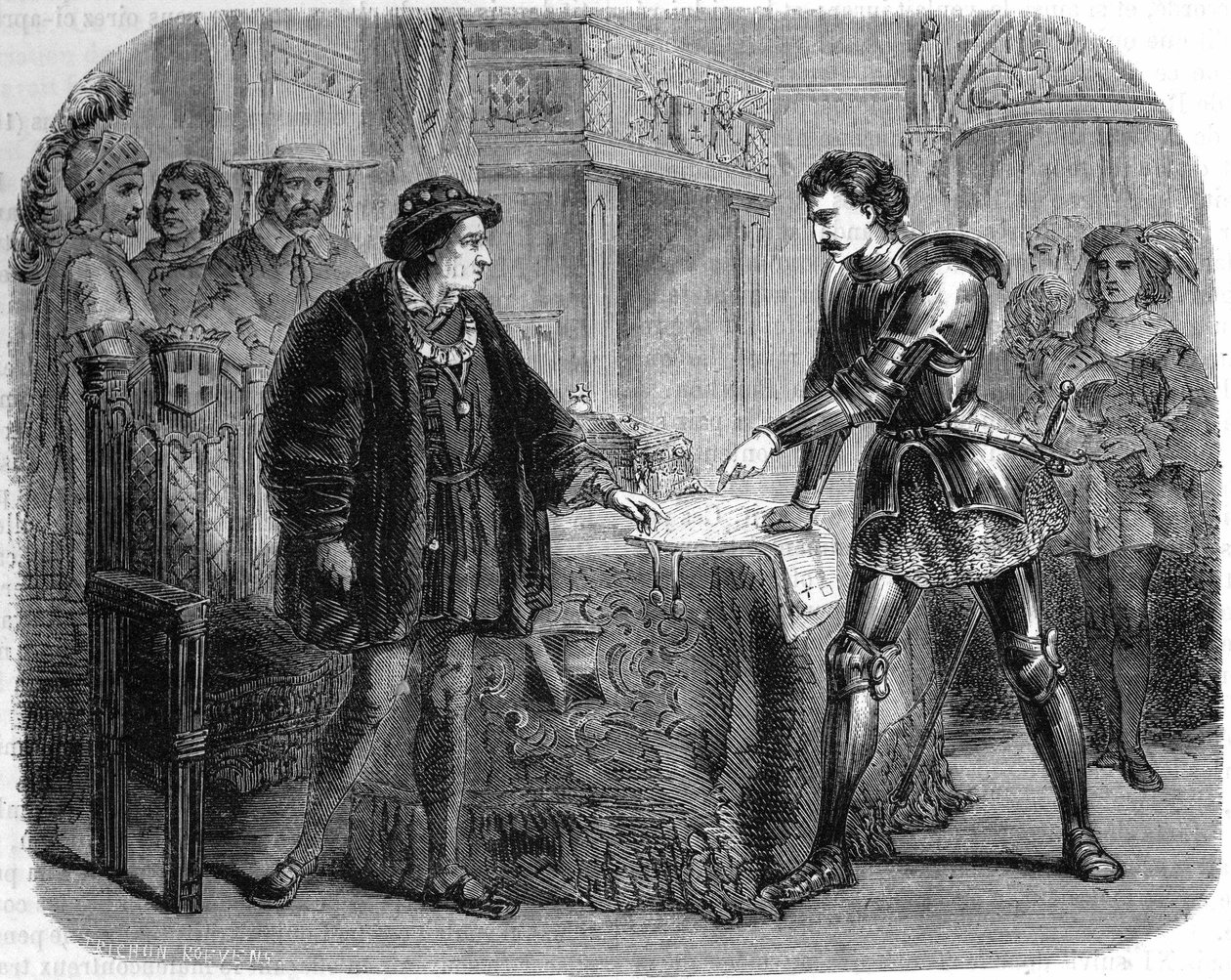 Ludvig XI och Karl Temeraire i Peronne (Italien), oktober 1468. av Unknown artist