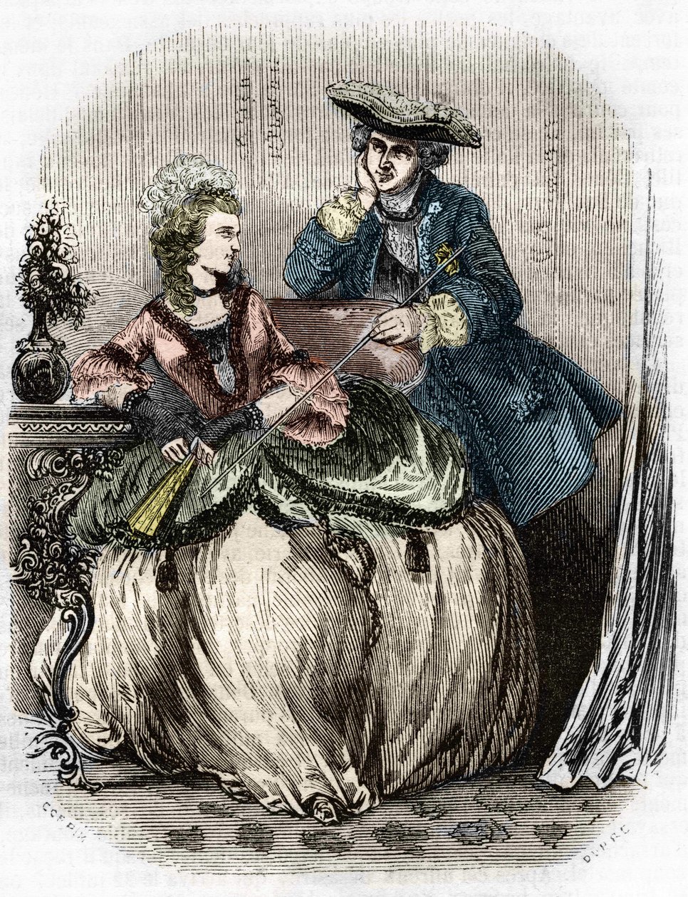 Louis XV och Madame de Pompadour, Jeanne Antoinette Poisson (1721-1764) (Marquise de Pompadour) - i Frankrikes historia av L.-P. Anquetil av Unknown artist