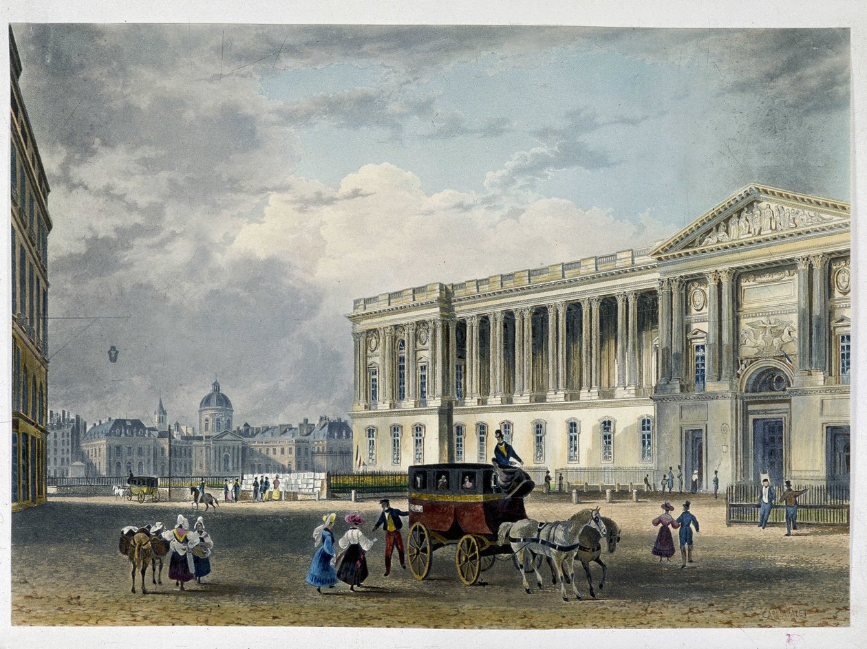 Louvren - östfasad, på baksidan kupolen - 1800-talet av Unknown artist