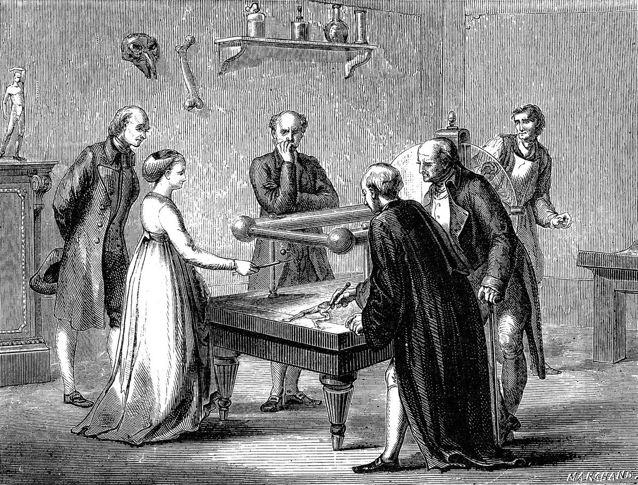 Luigi Galvani upptäckte 1780 grodmuskelns irritabilitet genom elektricitet av Unknown artist