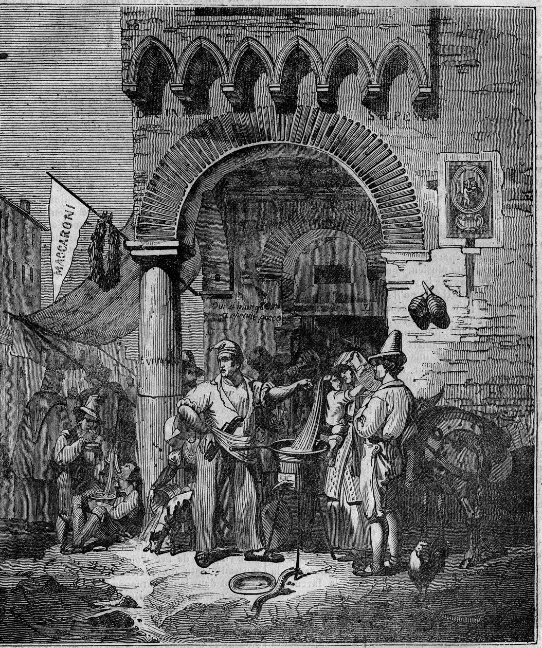 Makaronpastahandlare i Neapel på 1800-talet. av Unknown artist