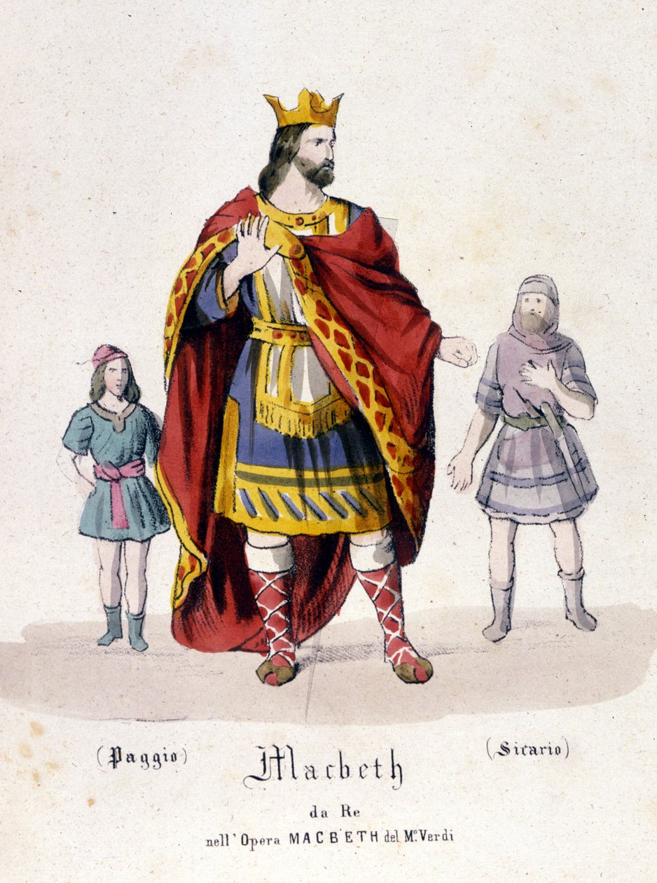 Macbeth karaktär i operan med samma namn av Giuseppe Verdi (1813 - 1901) efter verk av William Shakespeare. 1847. Gravyr. av Unknown artist