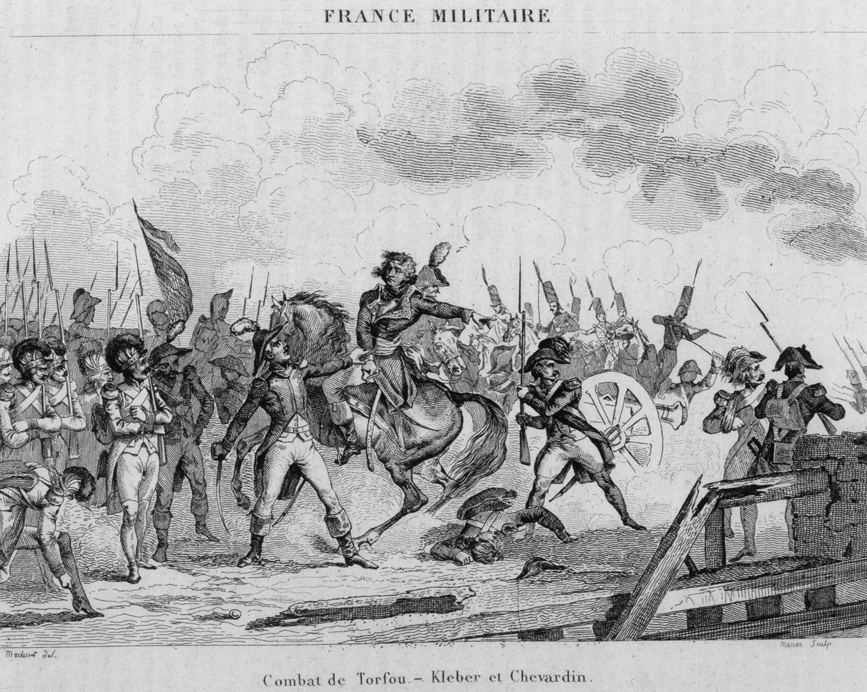 Mainz-trupper ledda av general Kleber och överste Shevardin under slaget vid Torfou en Vendée av Unknown artist