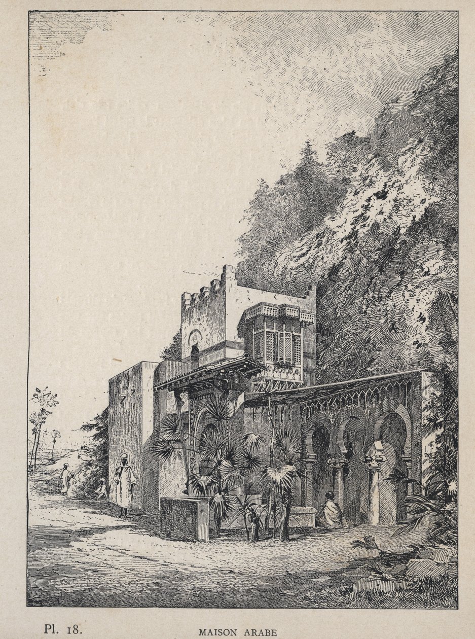 Arab House - gravyr från 1889 i "History of human habitation at the Universal Exhibition of 1889, by Mr Charles GARNIER - Librairie centrale des beaux-arts Paris 1889 av Unknown artist