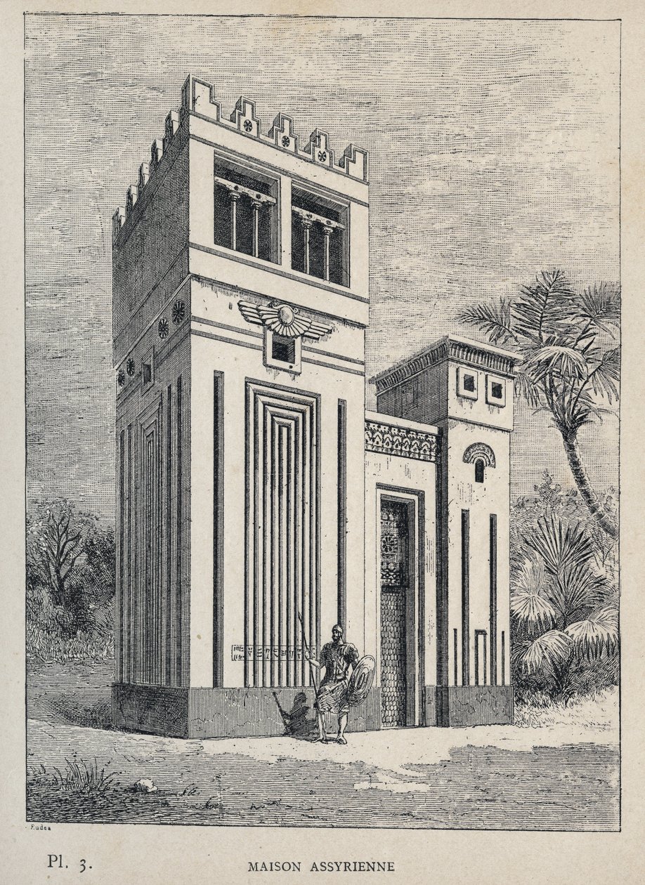 Assyriska huset - (Assyriska huset, världsutställningen, Paris av Unknown artist
