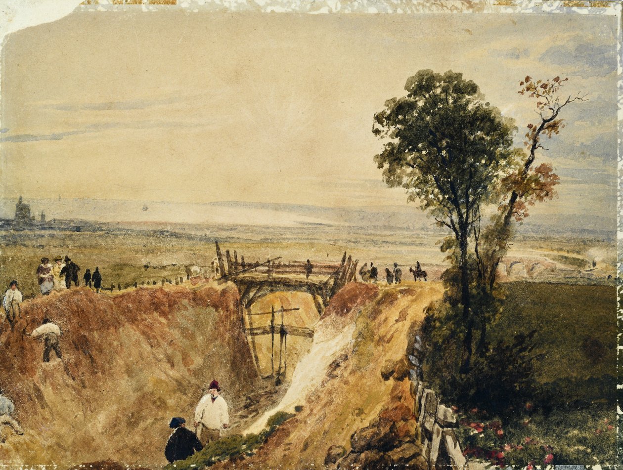 Making the Shoreham Railroad, c.1840 (akvarell på papper) av Unknown artist