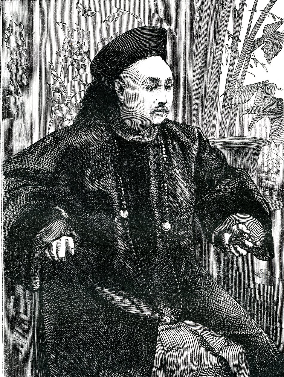Mandarin Tchung Hao (Chung How), gravyr 1868 av Unknown artist