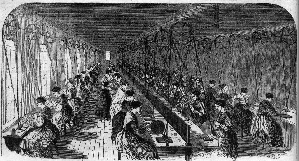 Tillverkning av cementee-penna: arbetare i en tryckeriverkstad i en fabrik i Birmingham i "" Le Journal Illustrous"" av Unknown artist