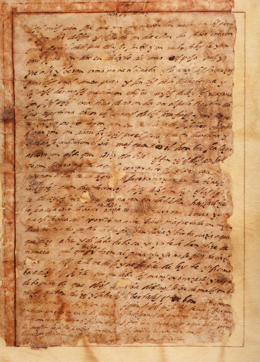 manuskript. Brev nr 7 till munkarna i Beas de Segura. Papper. 18 november 1585. av Unknown artist