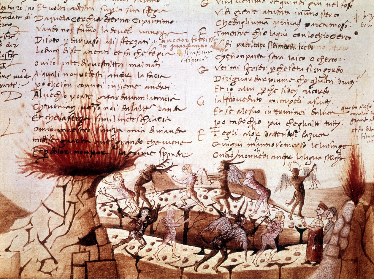 Manuskript till "Den gudomliga komedin" av Dante Alighieri: Helvete av Unknown artist