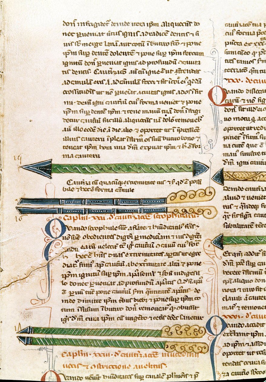 Manuskriptsida "" Kirurgi"" (MS. LAT.VII XXXII-3023) av Guillaume de Salicet (Guglielmo da Saliceto) (1207-1270) munk och läkare. 1300-talets Biblioteca Marciana Venedig av Unknown artist