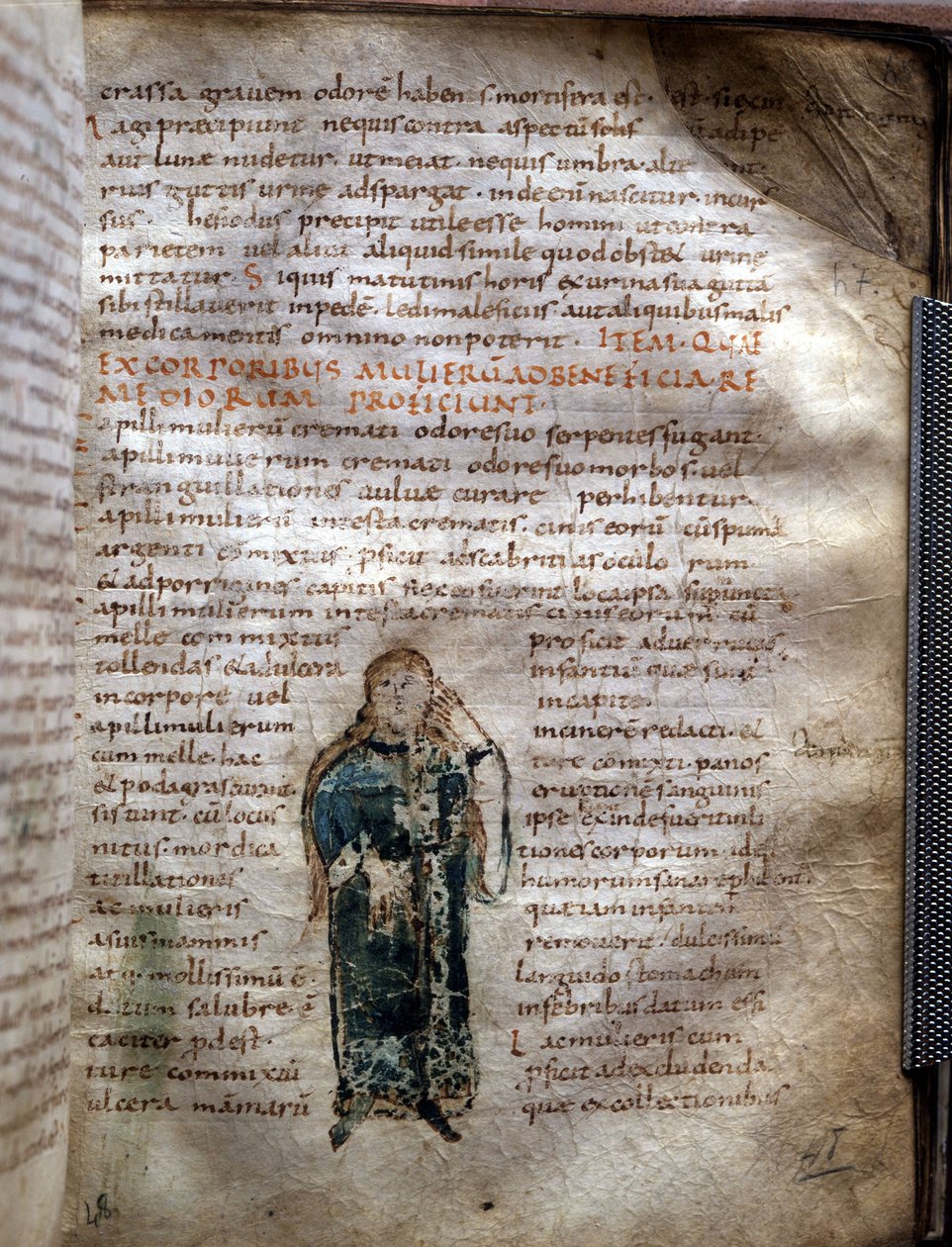 Manuskriptsida extraherad från "De simplex medica" av Claude Galien (Klaudios Galenos eller Claudio Galeno eller Claudius Galenus eller Galen, v. 131 - v. 201), grekisk läkare. Styrelse i Lucca. av Unknown artist