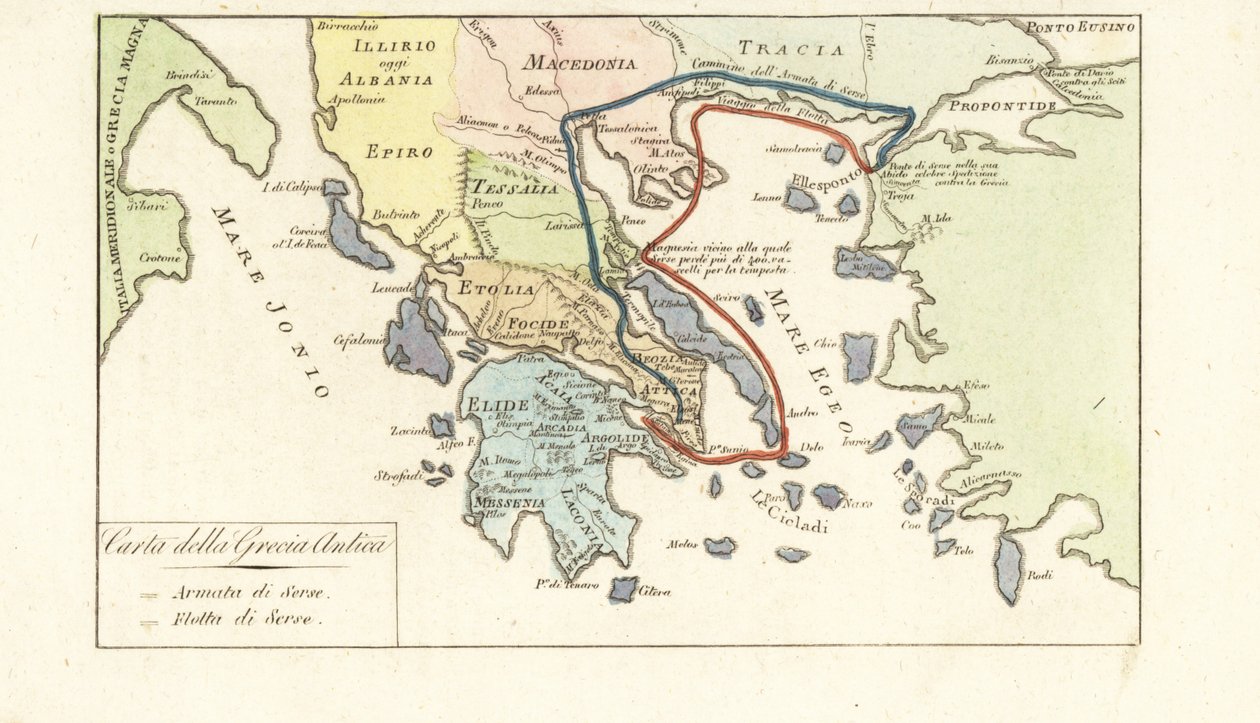 Karta över antikens Grekland av Unknown artist