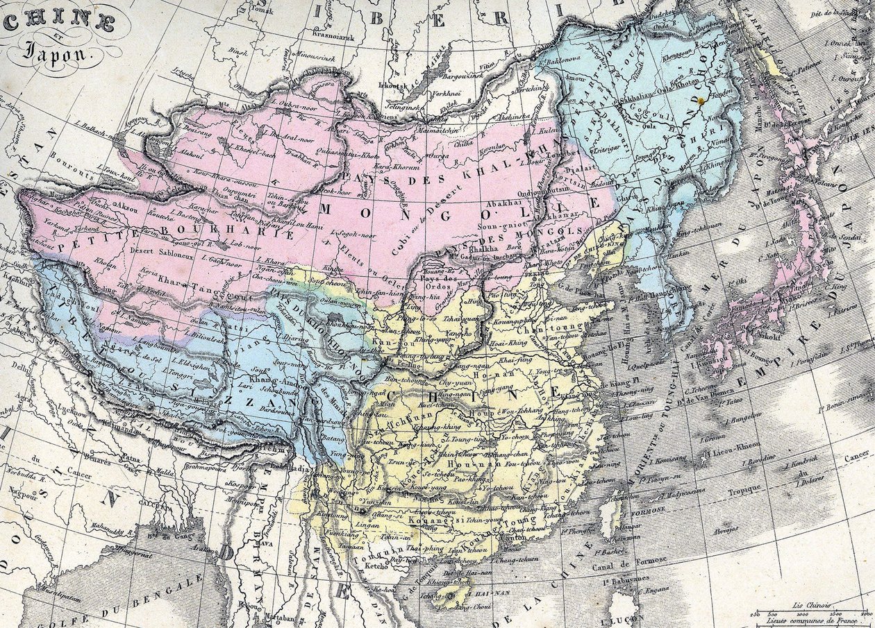 Karta över Kina och Japan. I mitten av 1800-talet. av Unknown artist