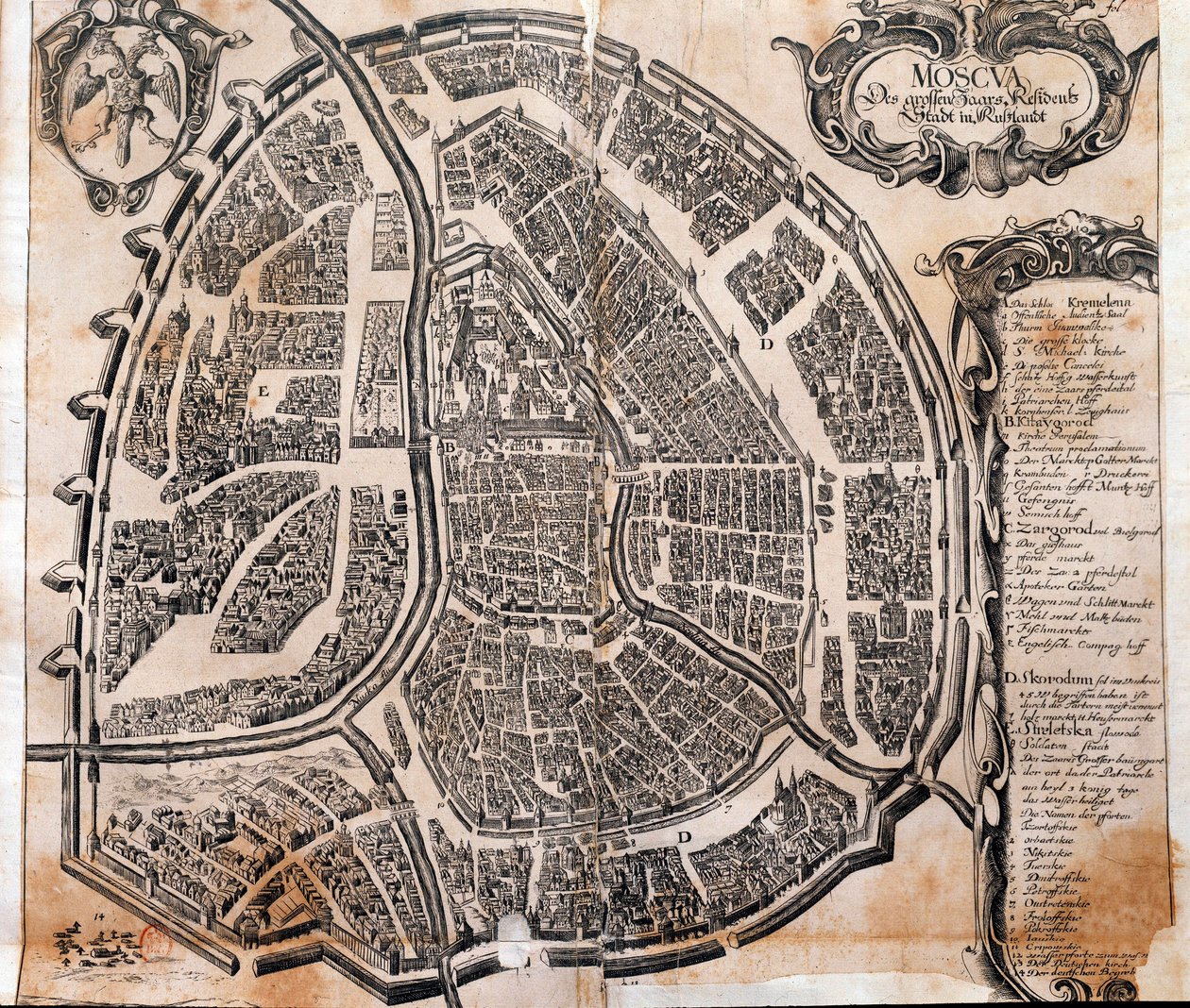 Karta över Moskva City i Ryssland på 1600-talet. Paris, B.N. av Unknown artist