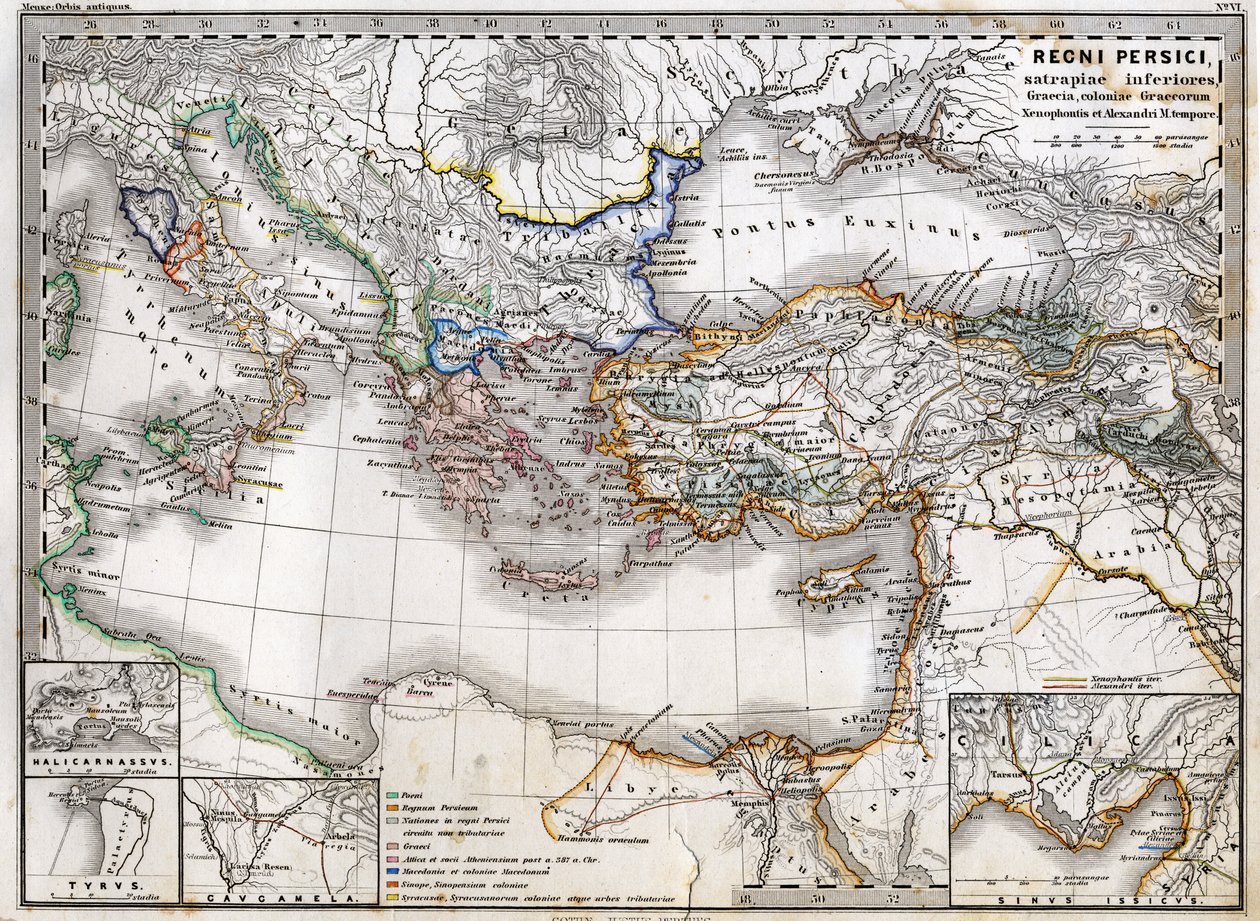 Karta över det persiska riket under Alexander den stores regeringstid. Atlas 1865. av Unknown artist