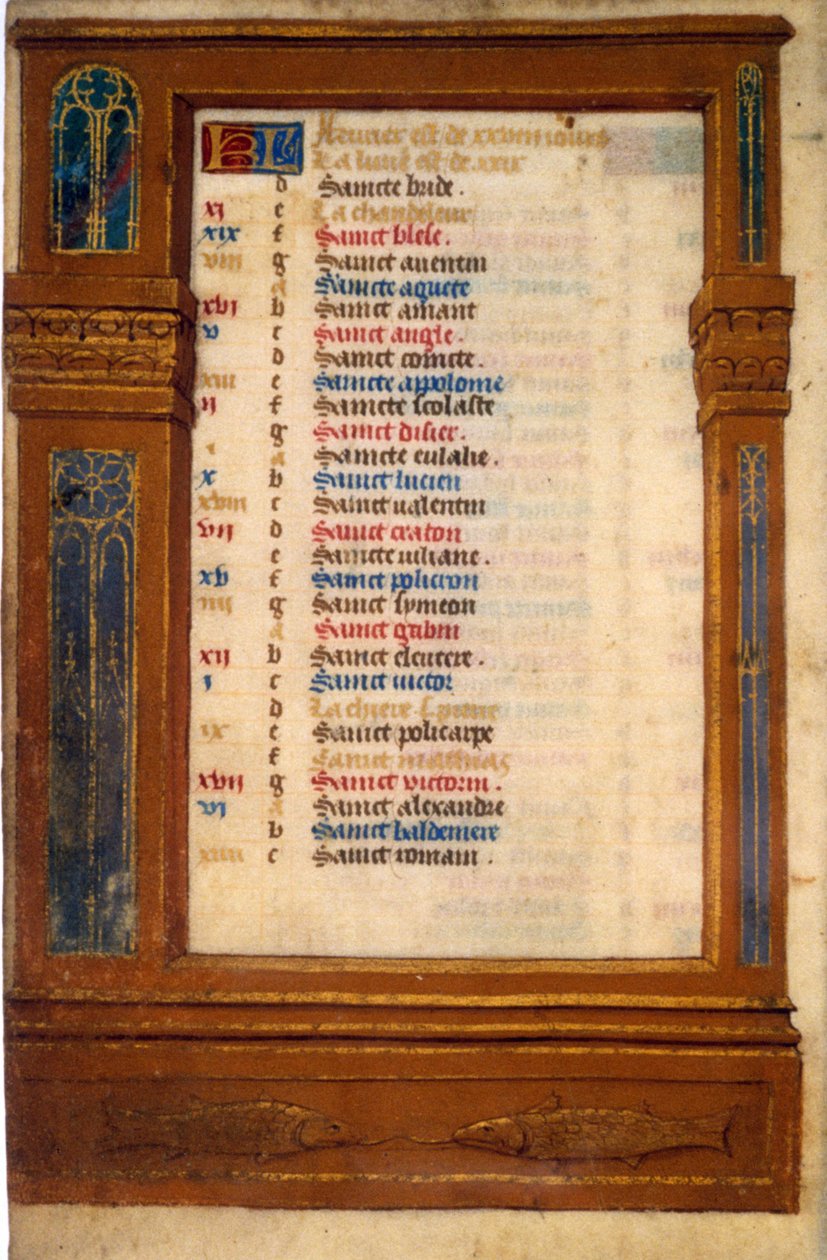 Marskalender med Poissons tecken - medeltidens miniatyr av Unknown artist