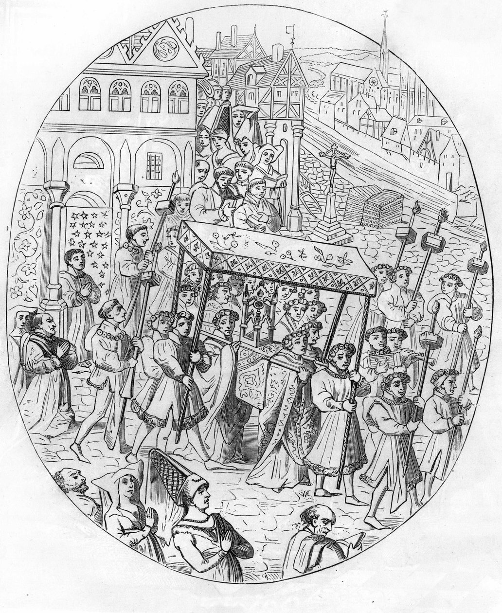 Marsch av ett bolag av juvelerare på 1400-talet. av Unknown artist