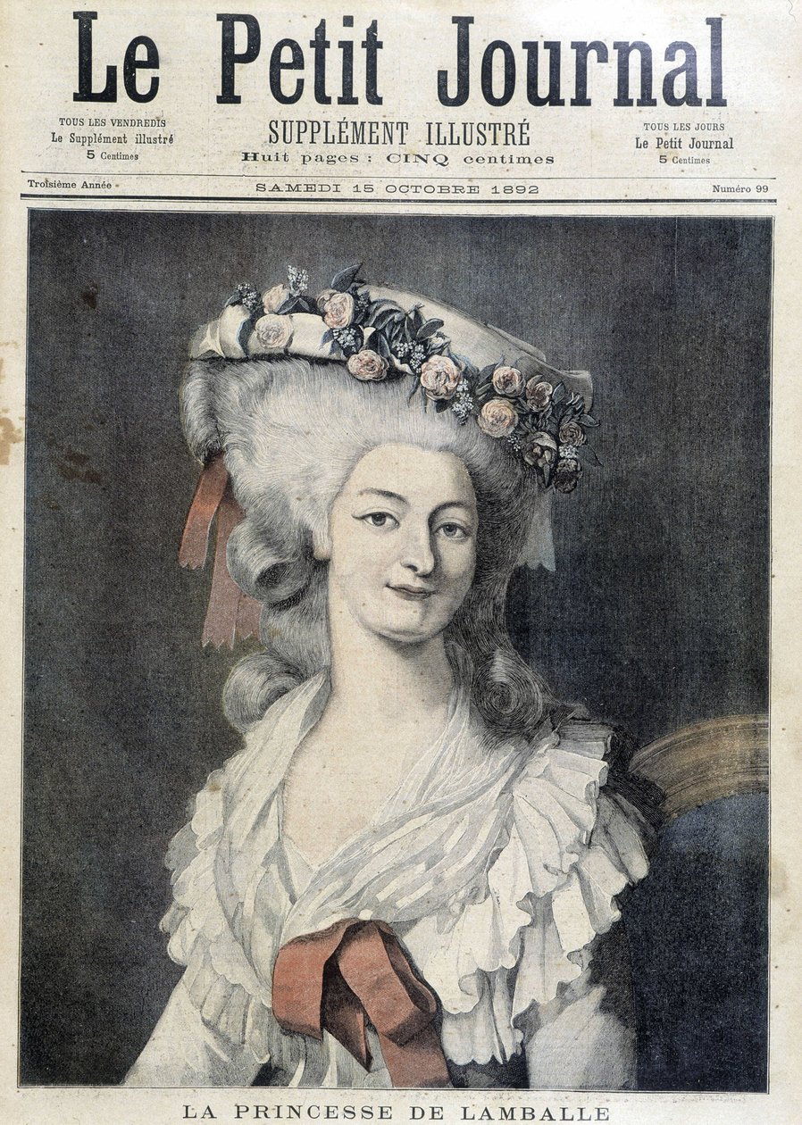 Marie Therese av Savoie Carignan (1749-1792), prinsessan av Lamballe - Omslag "" The Petity Journal"" av Unknown artist