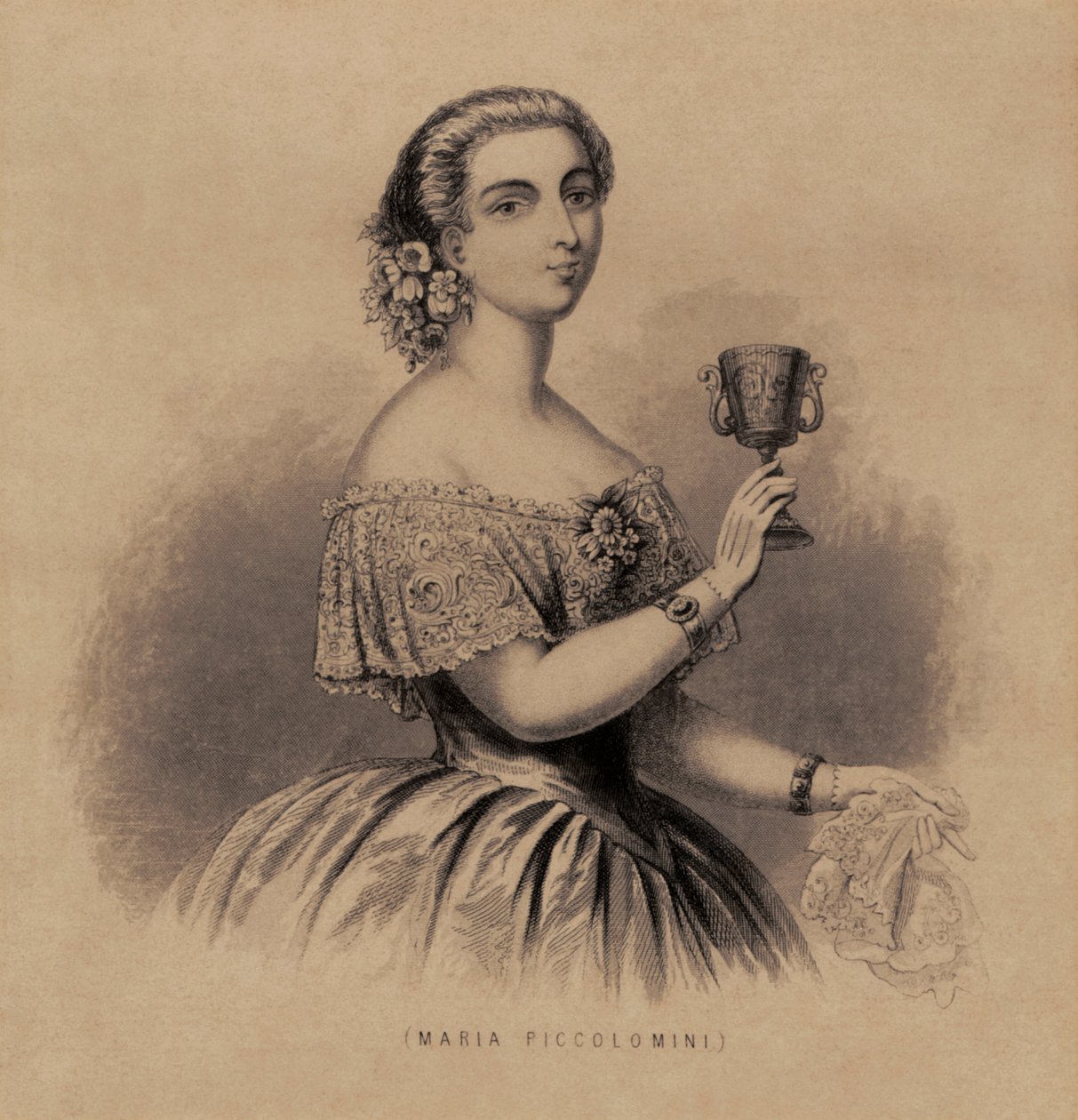 Marietta Piccolomini - porträtt av den italienska sopranen av Unknown