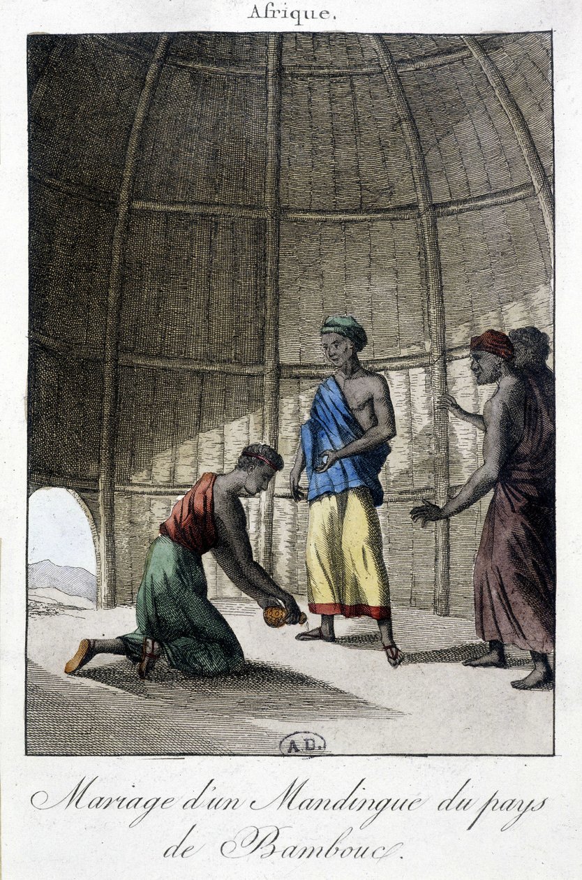 Äktenskap i Mandingues (Mali?), Afrika - gravyr av Unknown artist