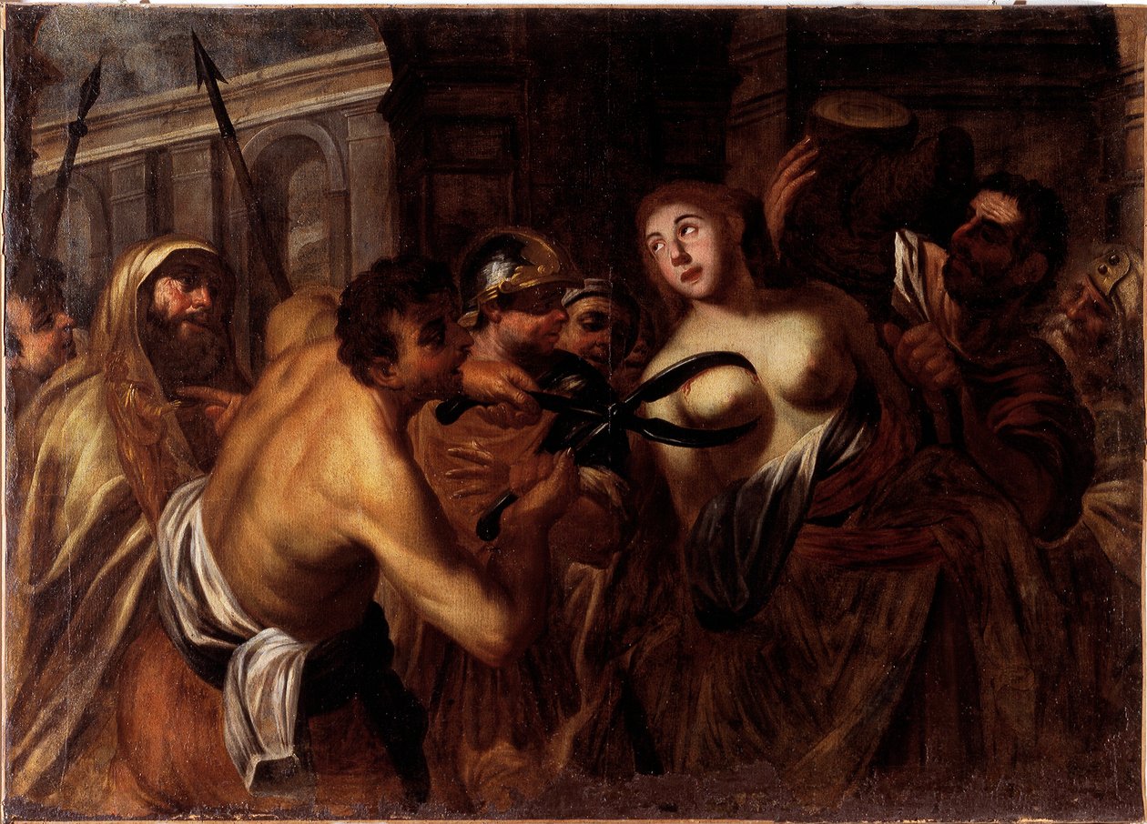 Martyrium av Saint Agatha av Sicilien (olja på duk av Unknown artist