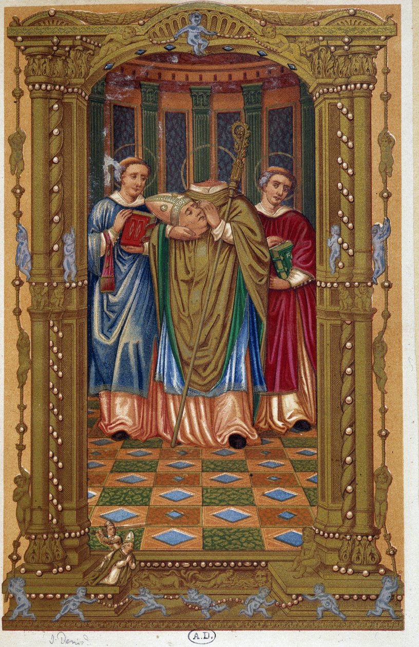 Martyrium of Saint Denis (håller huvudet i famnen), efter dokument från 1500-talet. av Unknown artist