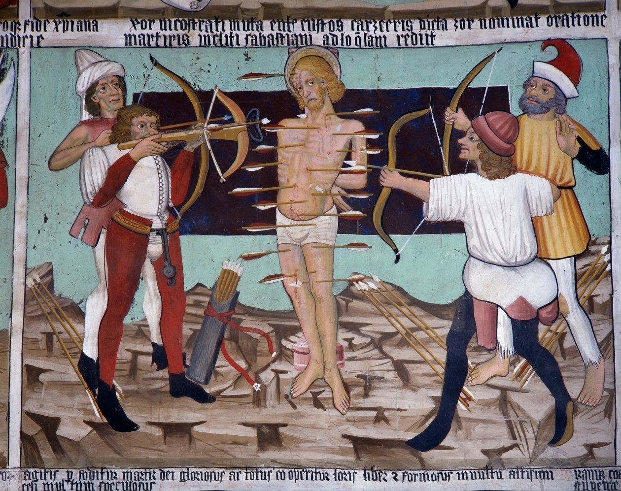 S:t Sebastians martyrskap, S:t Sebastians liv (1400-talet), fresker, St Sebastians kapell, Villard-de-Lans, Rhône-Alpes, Frankrike. av Unknown artist