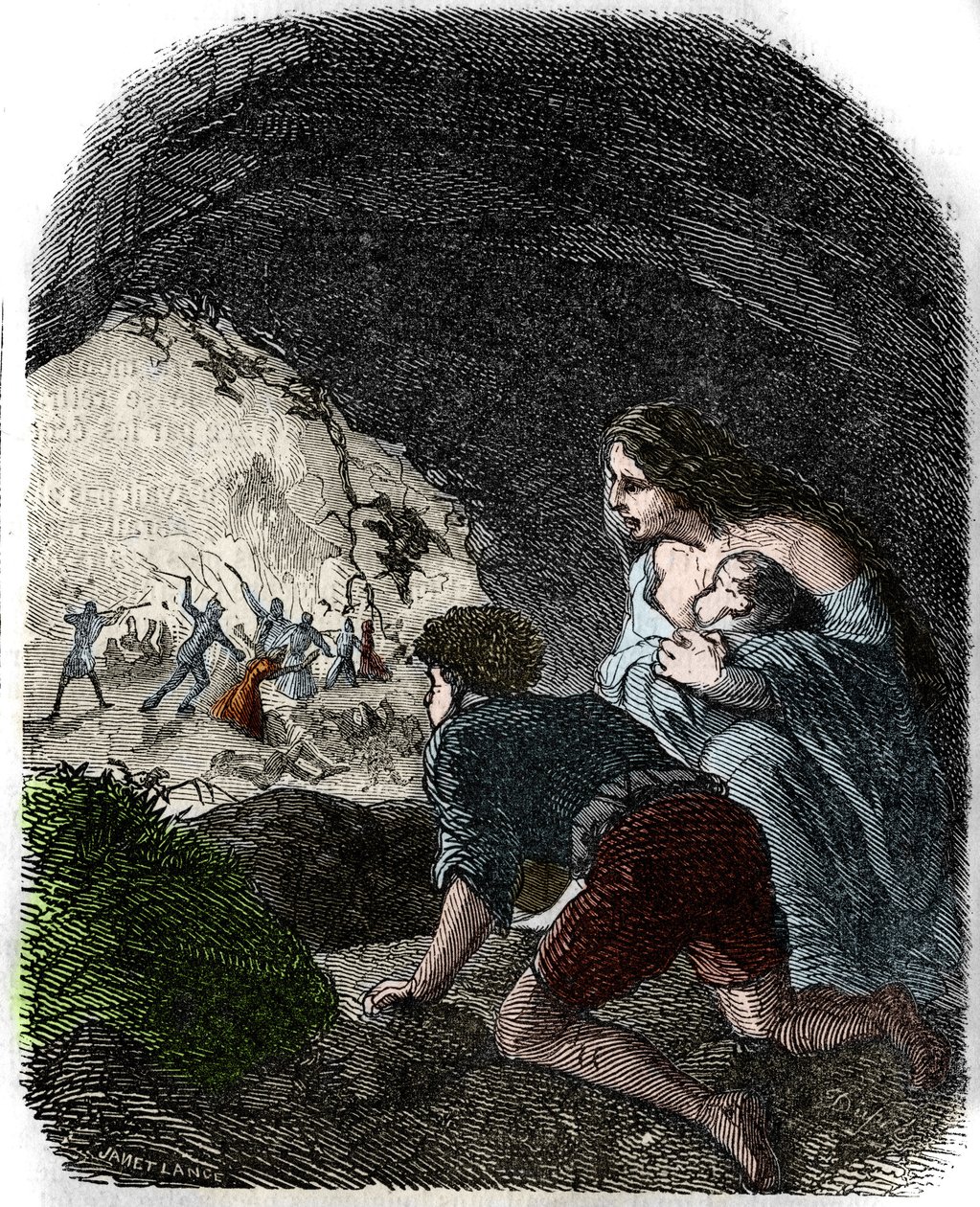 Massaker av Vaudois på 1500-talet. av Unknown artist
