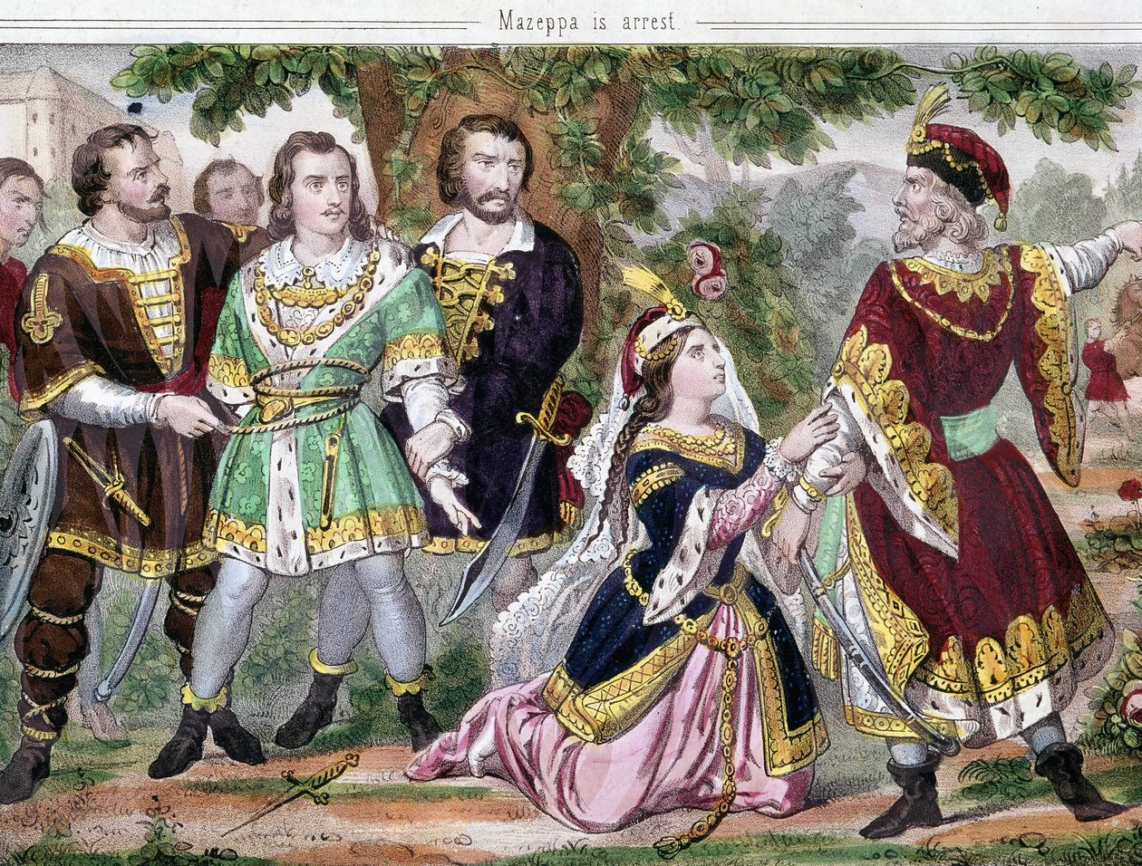 Mazeppa har stannat. Illustration till Lord Byrons dikt "Mazeppa"" publicerad 1819. 1800-talet. av Unknown artist
