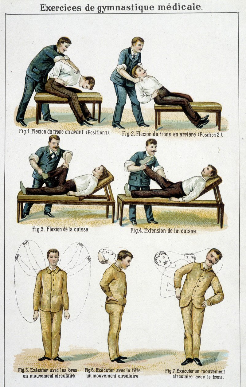 Medicinska gymnastikövningar - i "Bilz, Natural Medicine", sent 1800-tal av Unknown artist