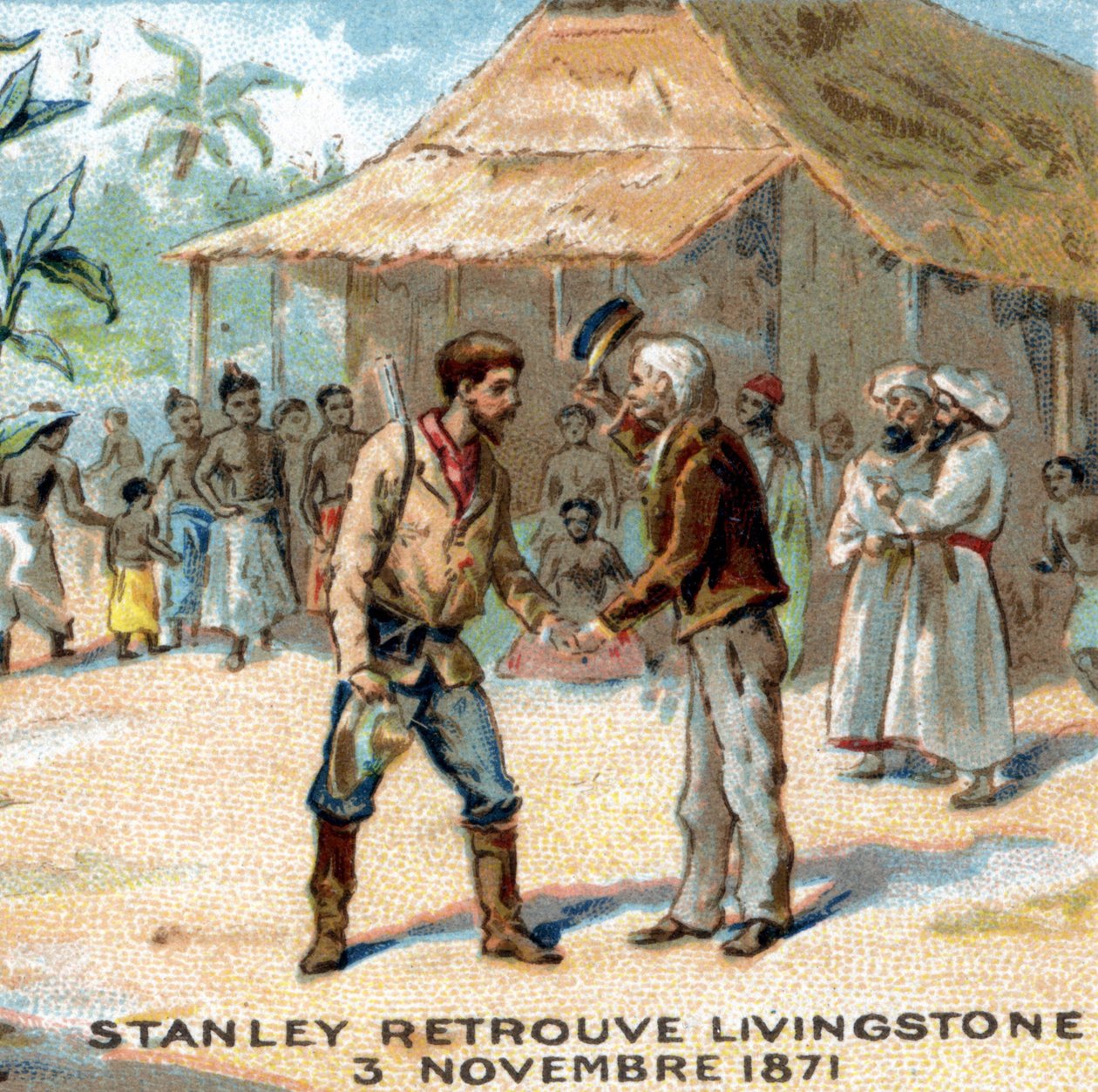 Möte mellan Sir Henry Morton Stanley (1841-1904) och David Livingstone (1813-1873) 1871 av Unknown artist