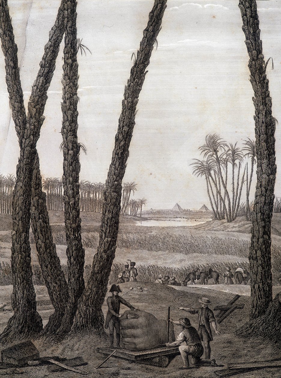Memphis, utsikt över ruinerna (vetenskapsmän och arbetande konstnärer) - i "" Beskrivning av Egypten", Imperial Editions av Unknown artist