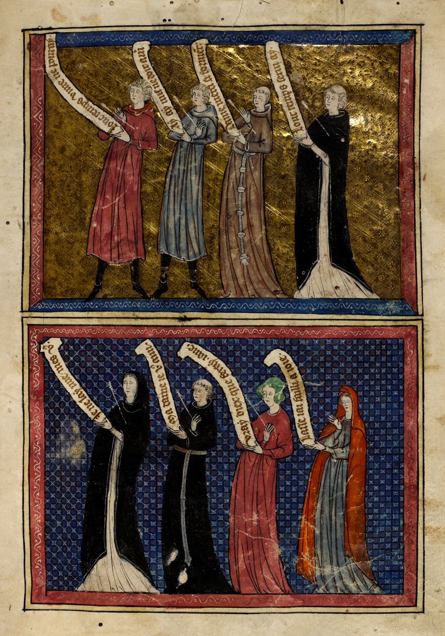 Män och kvinnor sårade av kärlekens Gud från "Le Roman de la Rose" av Unknown artist