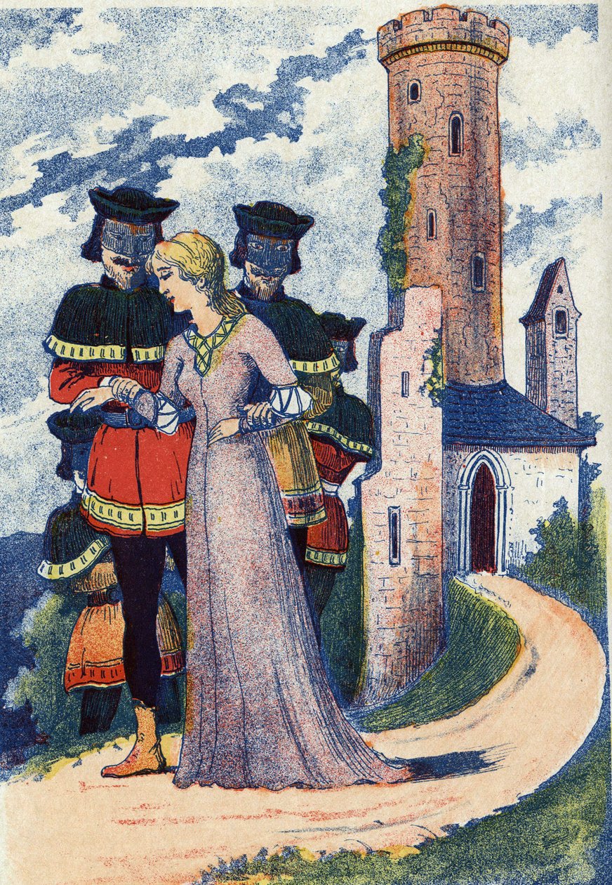Män mask träna prinsessan. Anonym illustration till sagan "L