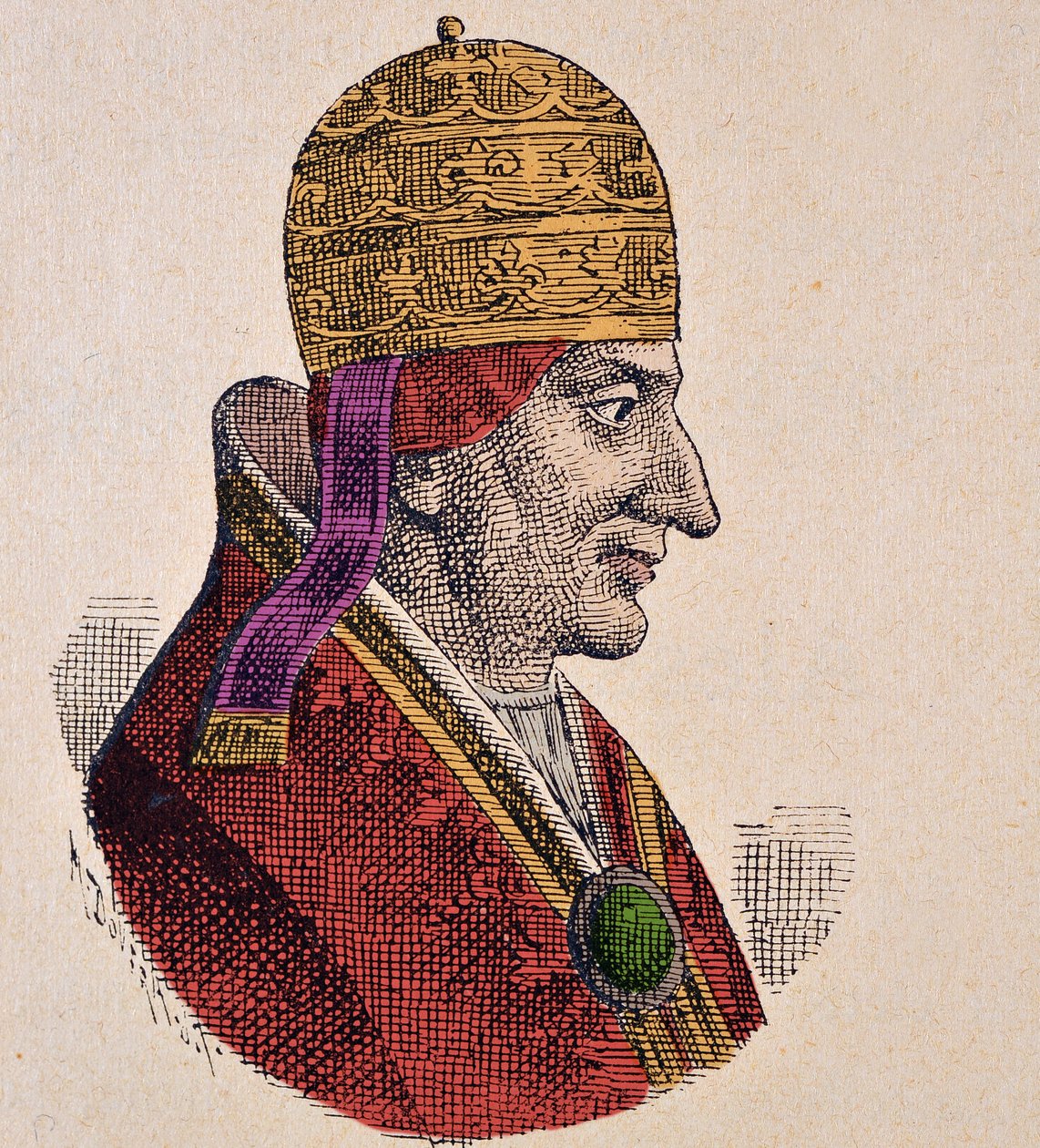 Medeltiden: representation av påven Alexander III (Alessandro) (1105-1181) Gravyr från "" La storia dei papi del kort. Hergenrother” 1898 av Unknown artist