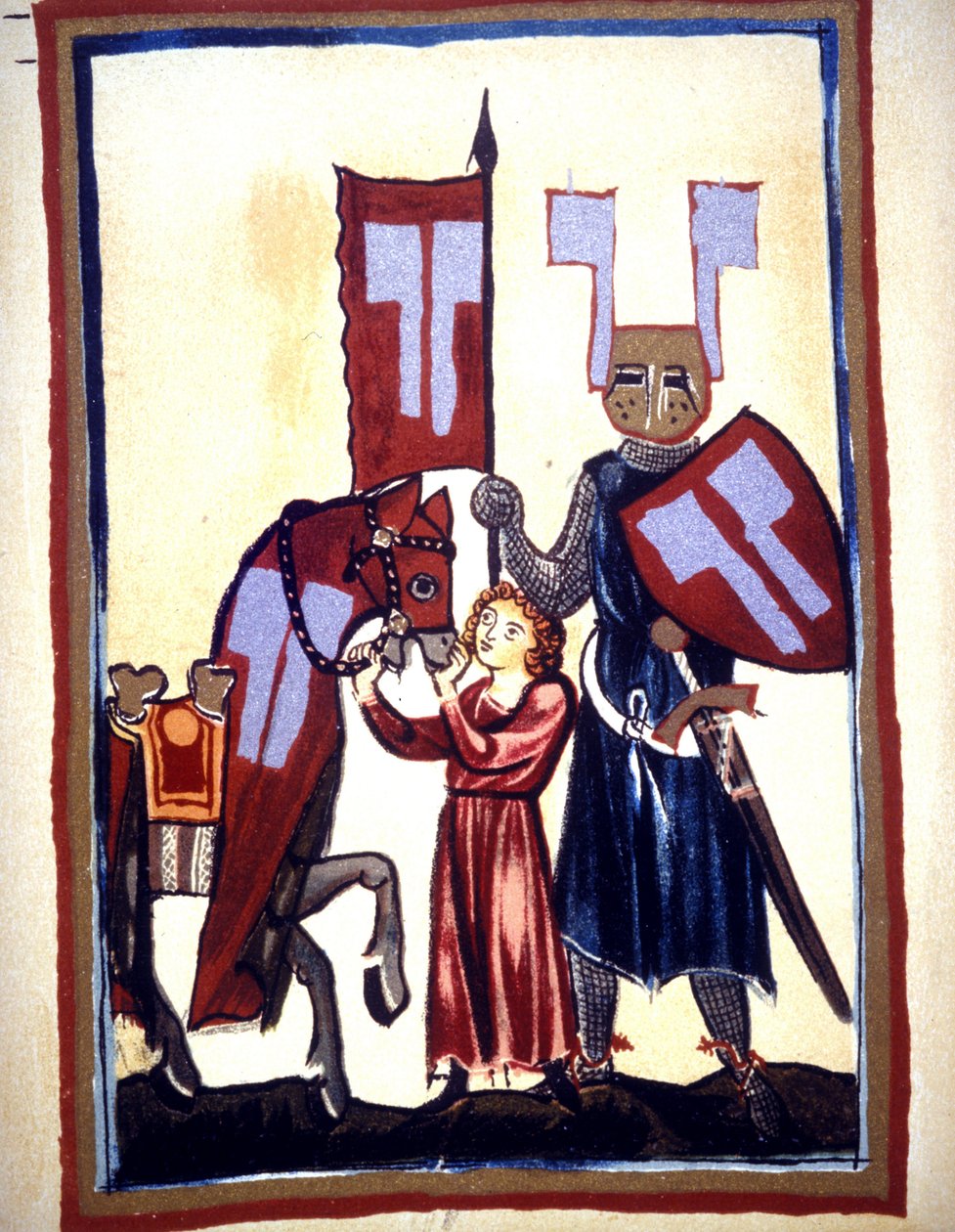 Miniatyr av Codex "Manesse", eller "Manessesche Liederhandschrift", som är ett manuskript tillverkat i Alsace mellan 1300 och 1330 för en anmärkningsvärd Zürich. Representation av Wolfram von Eschenbach, en tysk poet, som skrev romanen "" Parzival"" mellan av Unknown artist