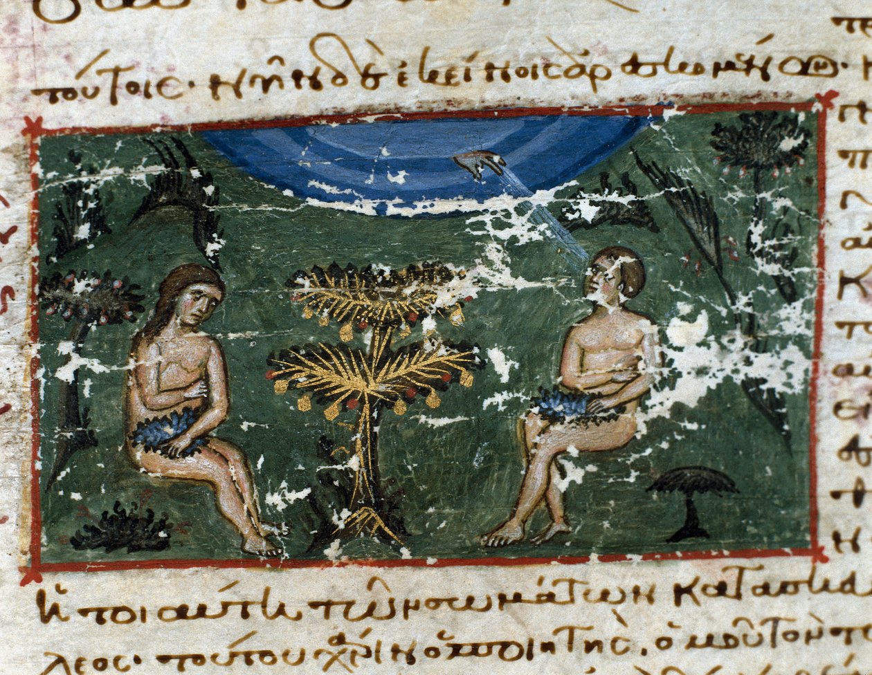 Miniatyroriginalfiske från "Codex of the Octateuch of the Serail" (ms.8 eller Seraglio Octateuch) 1100-talets Topkapi Seraglio Museum Library Istanbul av Unknown artist