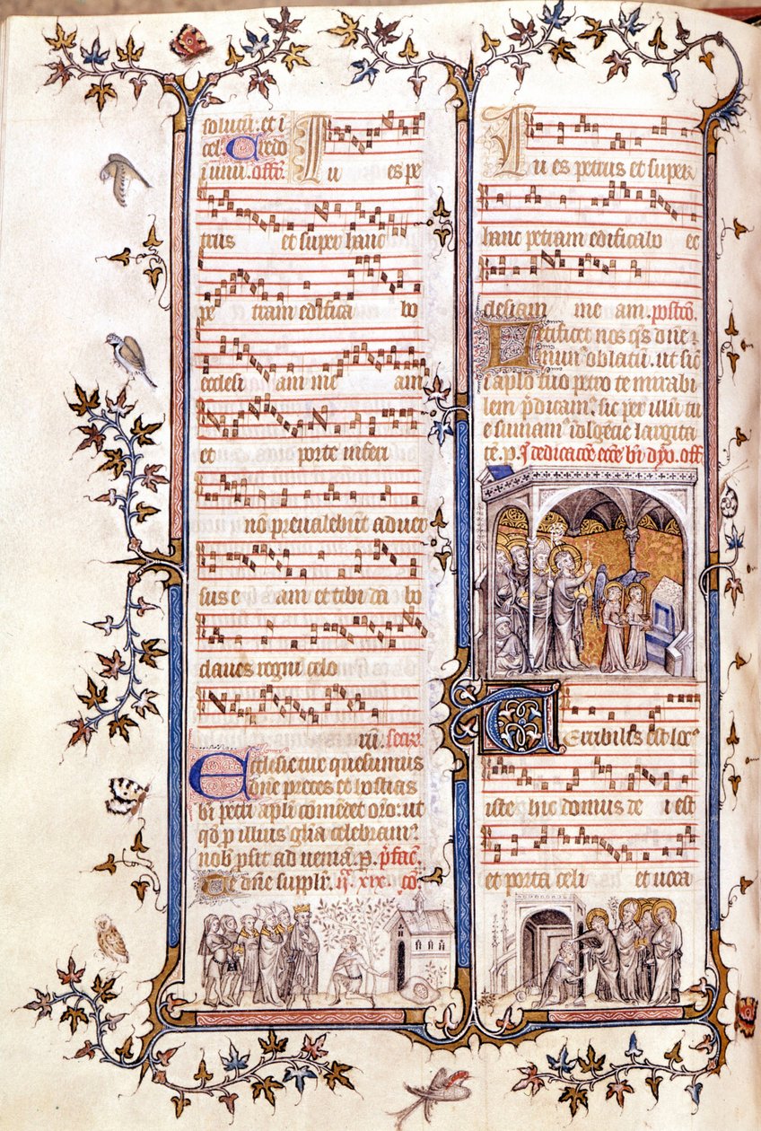 Missal of Saint Denis, cirka 1350. Miniatyr föreställande Clotaire (Clothaire) och Dagobert. av Unknown artist