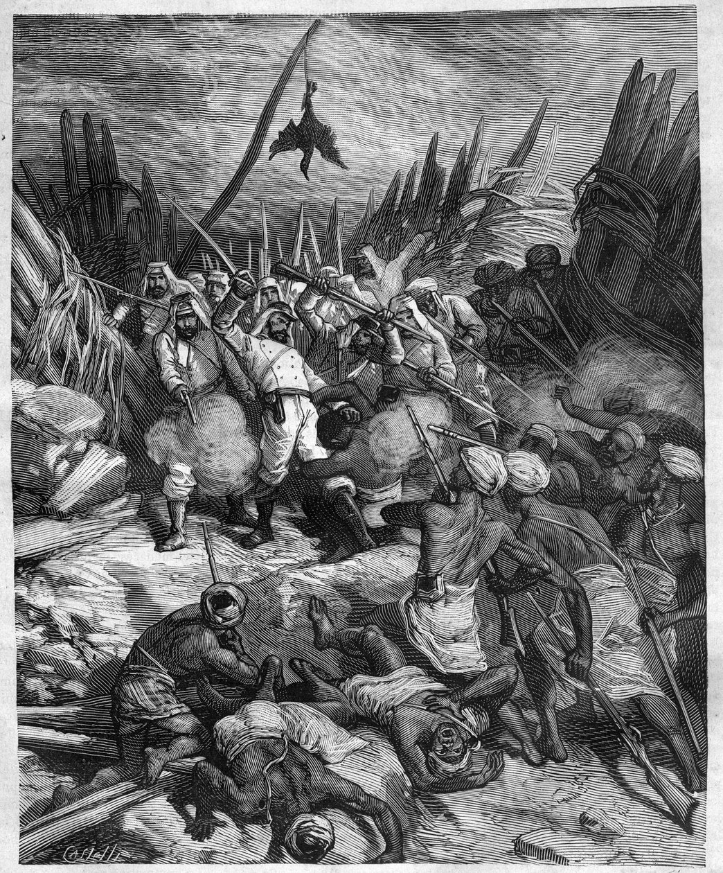 Uppdrag till Senegal av Gustave Borgnis Desbordes (General Borgnis-Desbordes) (1839-1900), fransk militär. Gravyr av Castelli i "" journal des voyages"" 1881 av Unknown artist