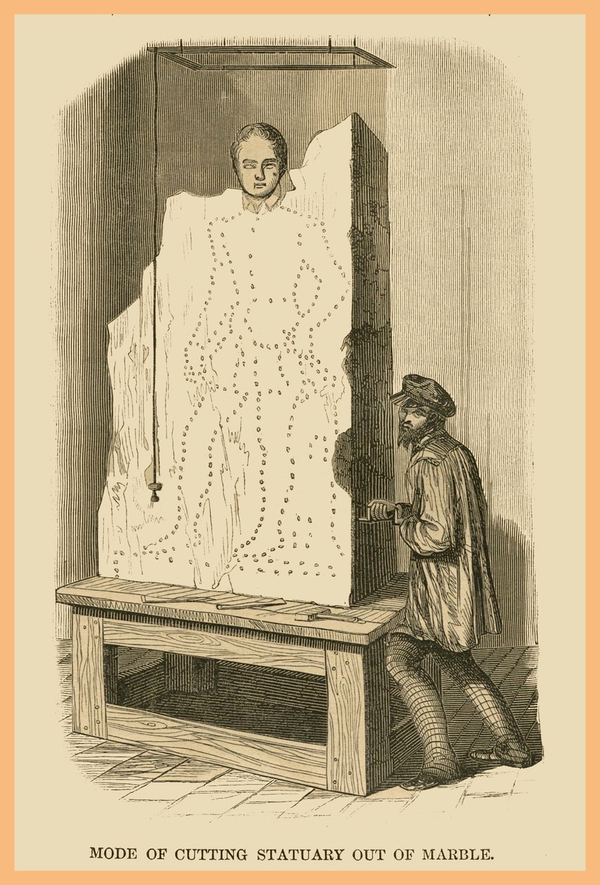 Sågning av statyer i marmor av Unknown Artist